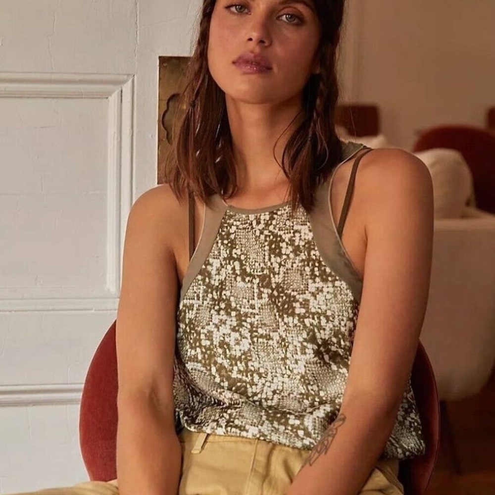 (A9) NWOT Free People Intimately Bodysuit Moss Green Night‎ Out Snakeskin, Small